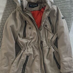 Steve Madden Beige Hooded Jacket with Black Accents